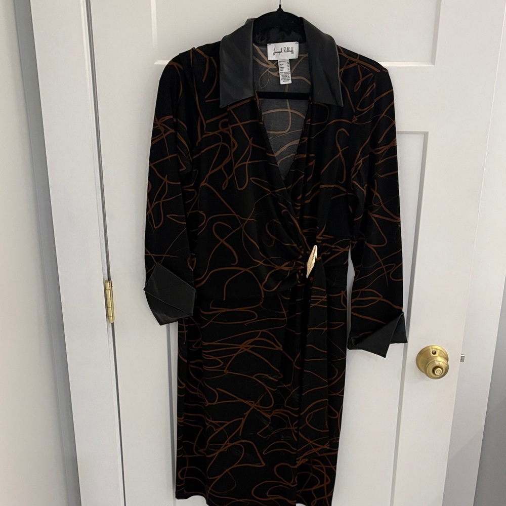 Black and Brown Wrap Dress